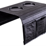 Porta Copos com Suporte para Controle em Couro Preto