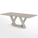 Mesa Jantar Madeira Base Laca Branca Tampo de Vidro e Pintura Acetinada 2x1m