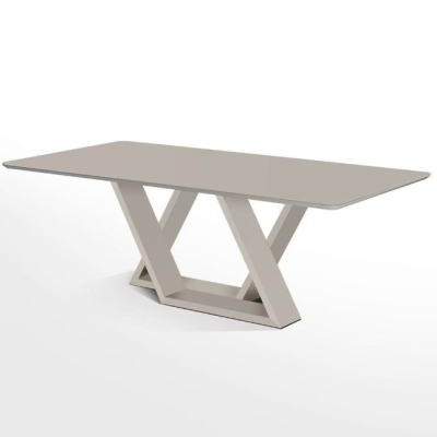 Mesa Jantar Madeira Base Laca Branca Tampo de Vidro e Pintura Acetinada 2x1m